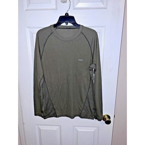 PATAGONIA Mens Green Baselayer Long Sleeve Shirt Sz M - Picture 1 of 10